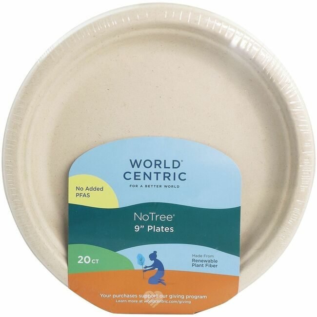 World Centric Plate Fbr 9" Natural 20 Pack WORPLRTSCU9