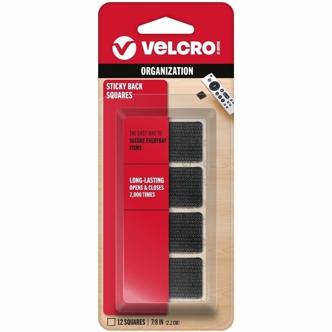 Velcro Companies Brand Strip Sq Stk-Bck 12/PK Black VEK90072