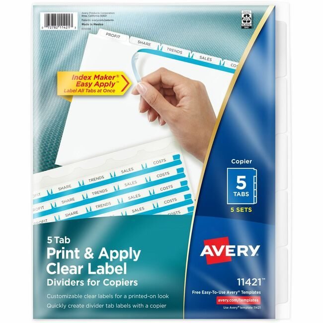 Avery Products Corporation Dividers Index Reg Tab 5TAB AVE11421