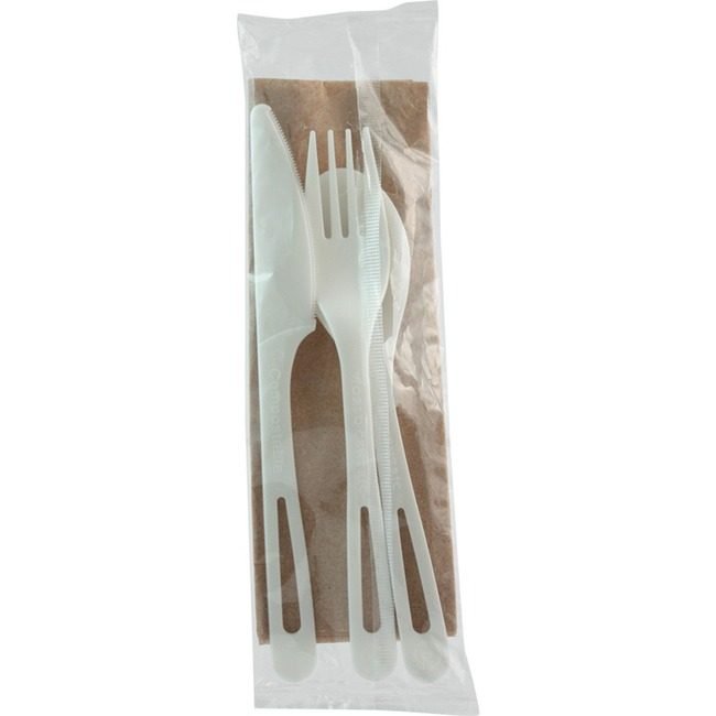 World Centric Cutlery Set 6" 250/CT White WORASPSTN