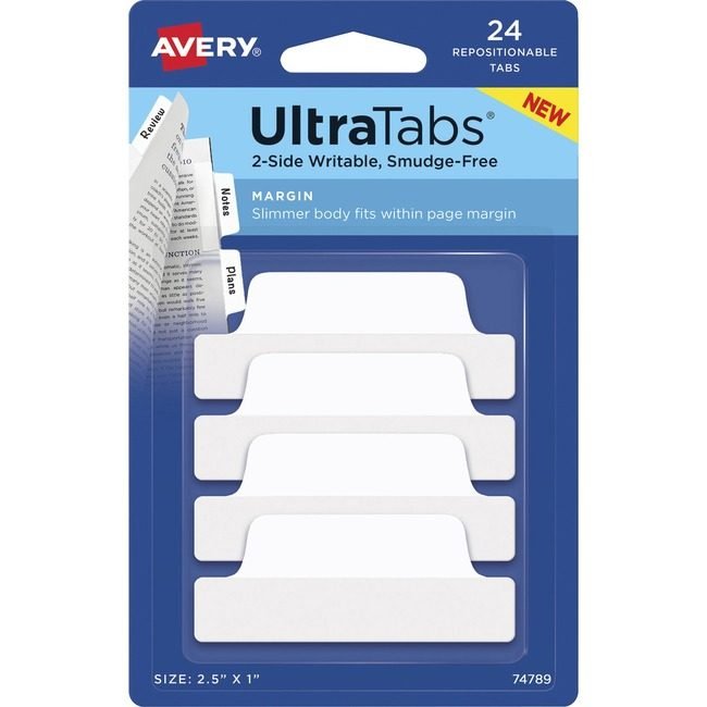 Avery Products Corporation Tabs Ultra White 2-1/2X1 AVE74789