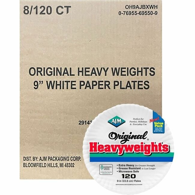 AJM Packaging Corporation Plate Paper Hvyweight 9" We AJMOH9AJBXWHCT