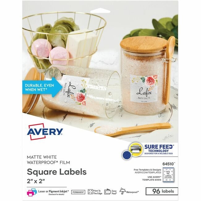 Avery Products Corporation Label 2X2SQ Wtrprf White 96 AVE64510