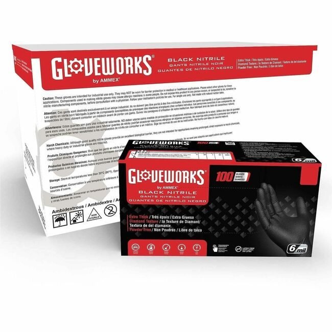 AMMEX Glv Rdt Blk Nitrile Pf Xl AMXGWBN48100CT