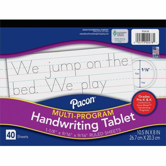 Pacon Corporation Tablet Hndwrt 1-1/8" Grd K PAC2478