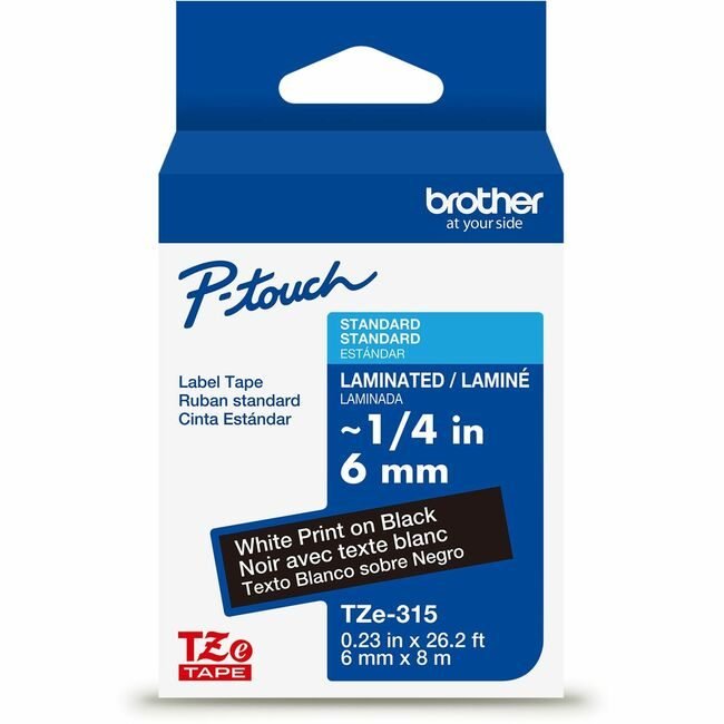 Brother International Cartridge Tape 1/4" We/Bk BRTTZE315G