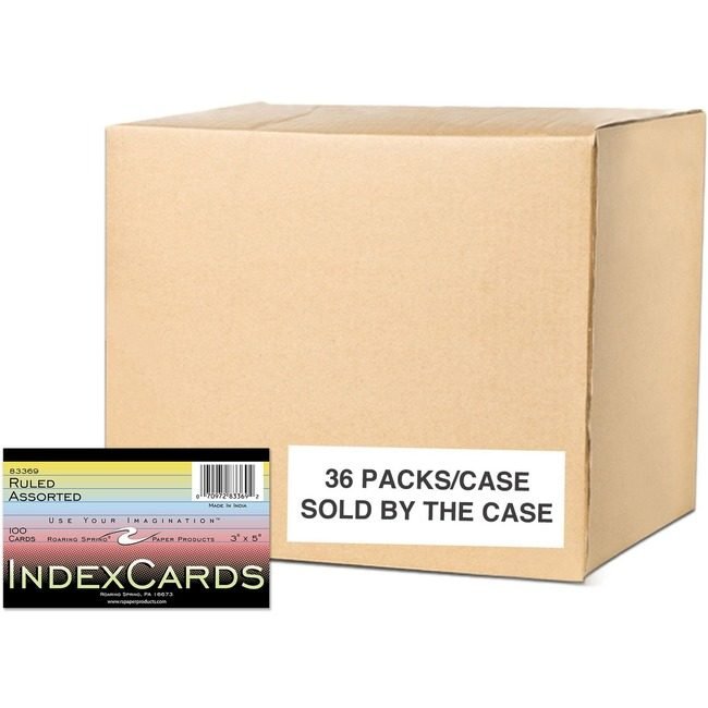 Roaring Spring Paper Products Index Cards Asstd 3X5 ROA83369CS