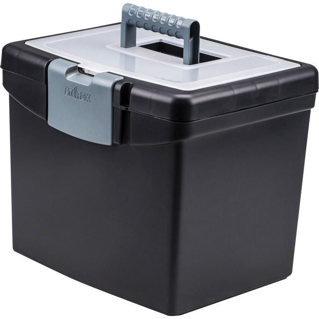Storex File Box Portable Black STX61504U01C
