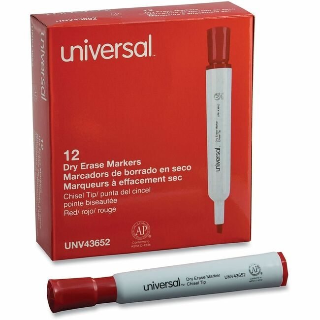 Universal Office Products Marker Dry Erase Chsl Red UNV43652