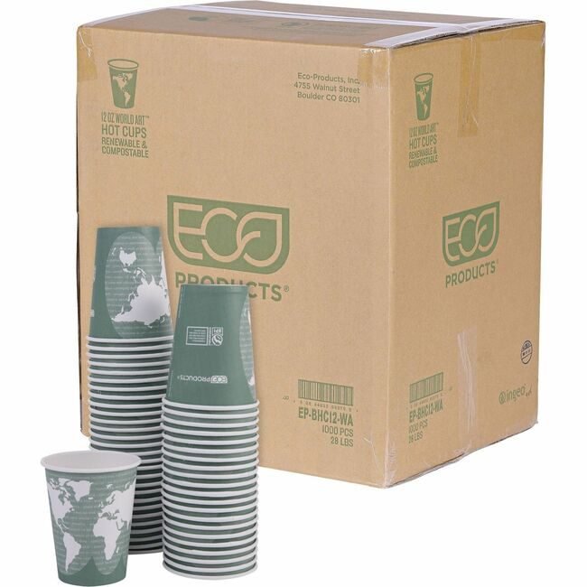 Eco-Products Cup Hot World Art 12OZ ECOEP-BHC12-WA