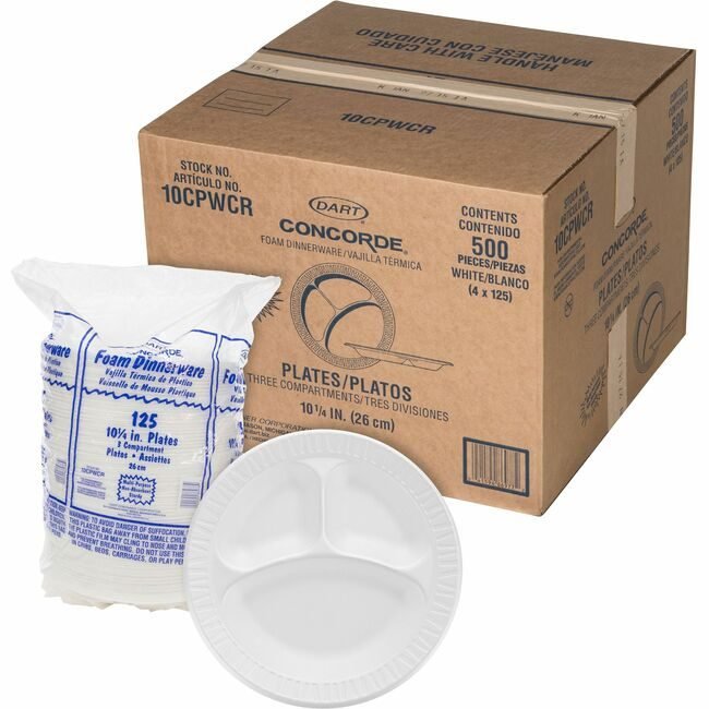 Dart Container Corporation Plate 10" Unlaminted 500/CT DCC10CPWCR