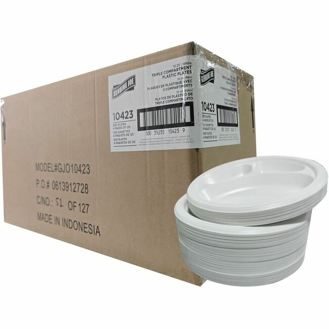 Genuine Joe Plates Plastic 3 COMPTMNT 10.2 GJO10423