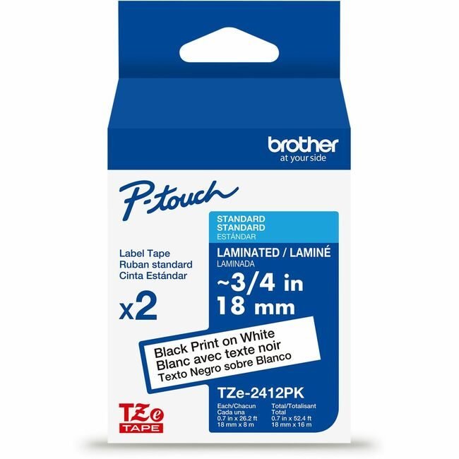 Brother International Crtdg Tape Black On White 2 BRTTZE2412PKG