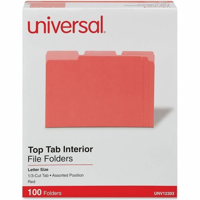 Universal Office Products Folder Intr 1/3CUT Letter Red UNV12303