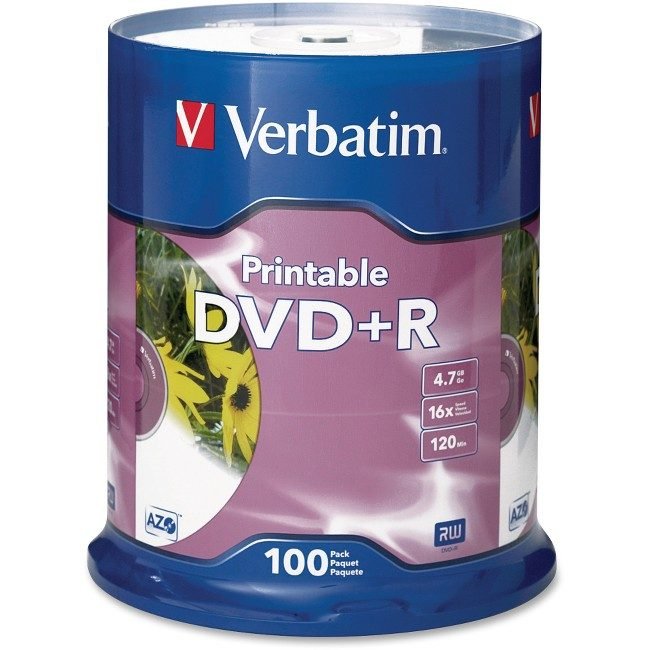 Verbatim Americas Dvd+R Prt Ij We 100SPINDLE VER95145