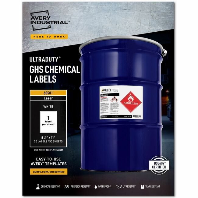 Avery Products Corporation Label Ghs Chemical 8.5X11 AVE60501