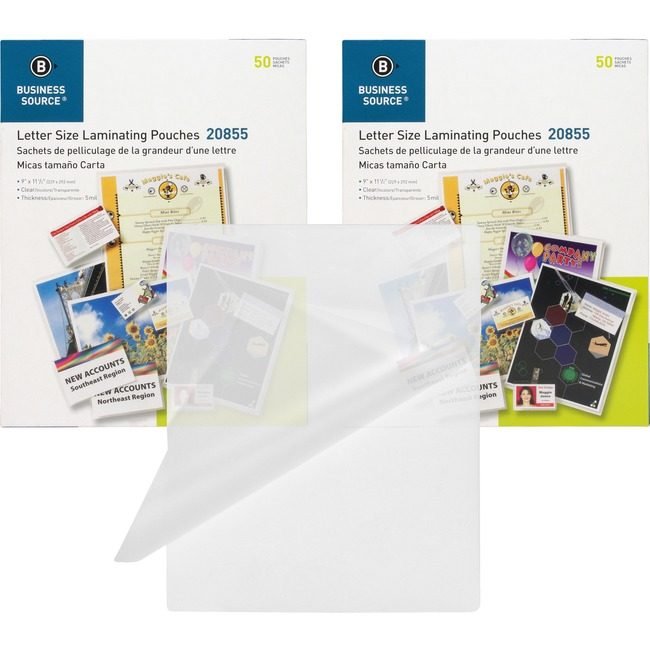 Business Source Pouch Laminate Letter 5MIL BSN20855BD