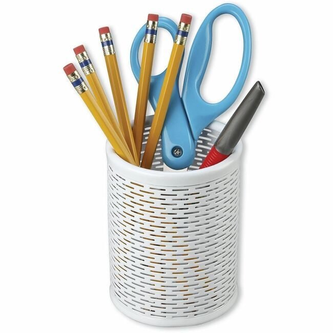 Artistic Products Pencil Cup Metal Punched White AOPART20005WH