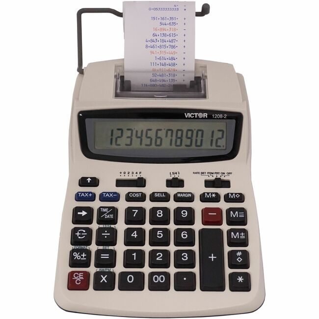 Victor Technology Calc Prnt Dual Pwr 12DGT Small VCT1208-2