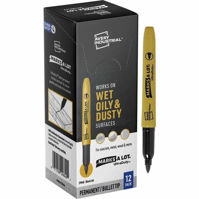 Avery Products Corporation Marker Bullet Perm Black 12 Pack AVE29840