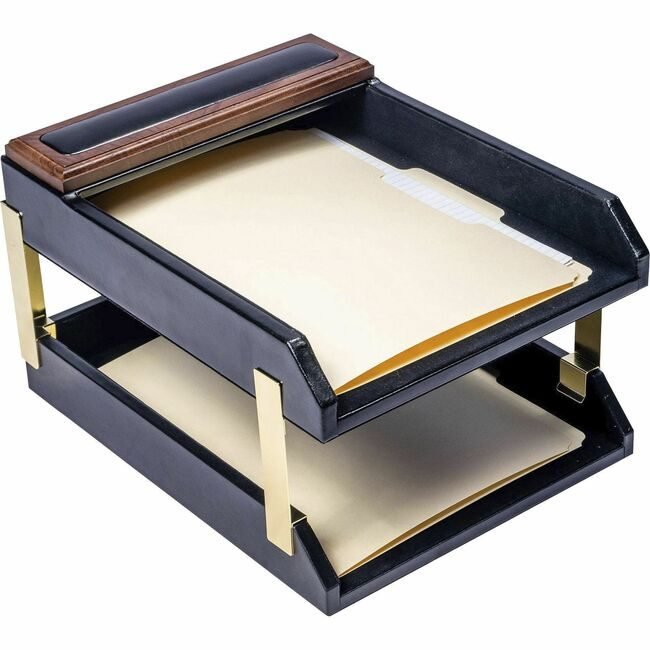 Dacasso Trays Letter Double Lthr Walnut DACA8420