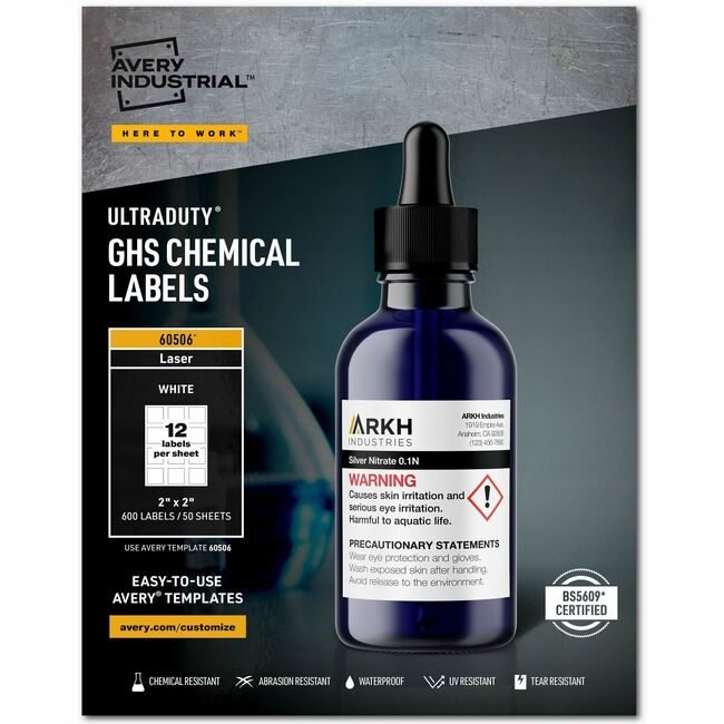 Avery Products Corporation Label Ghs Chemical 2X2 We AVE60506