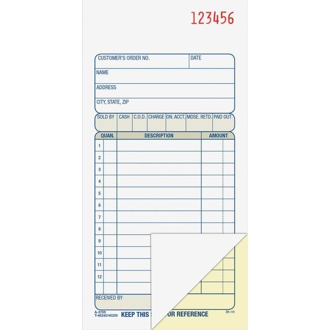Adams Business Forms Book Sales Order 2PT 3.5X7 ABFDC3705