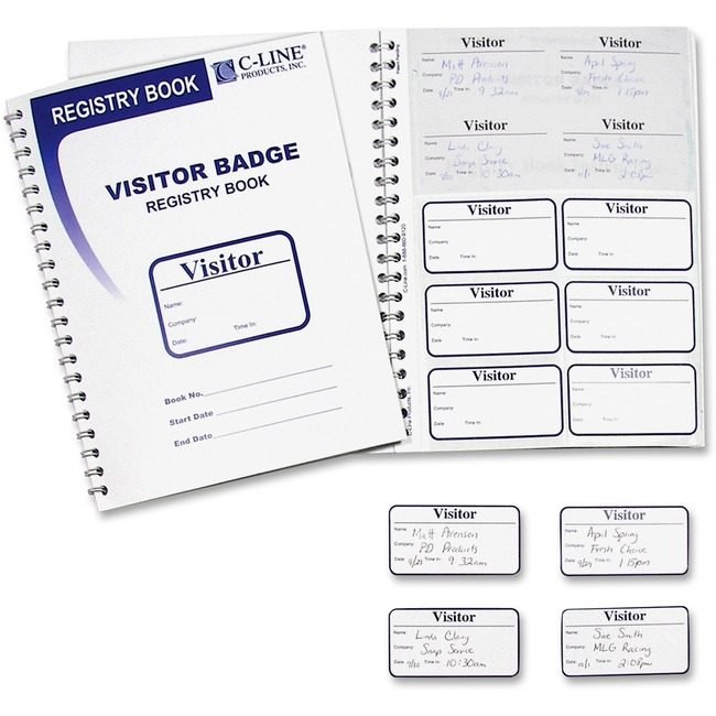 C-Line Products Badge Vstr Regstr Log White CLI97030