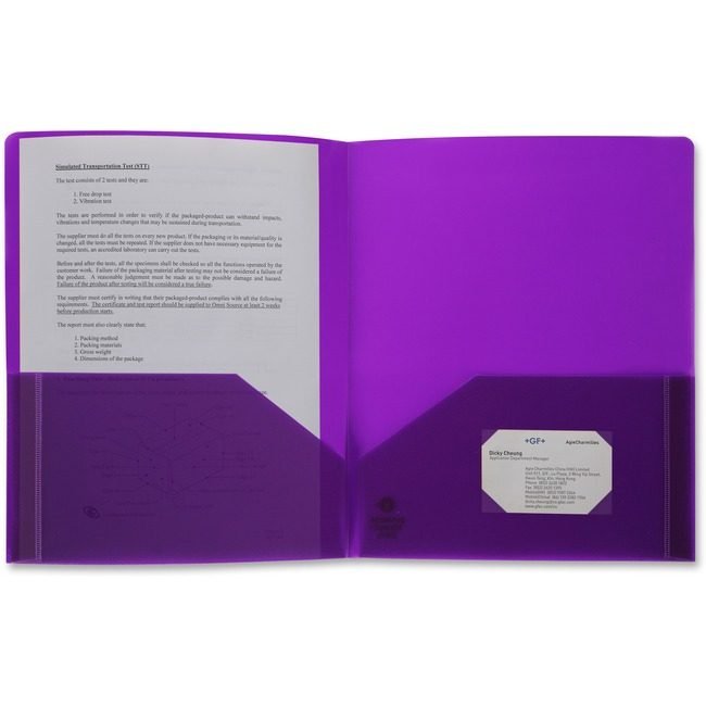 Business Source Folder 2-POCKET Poly Purple BSN20879