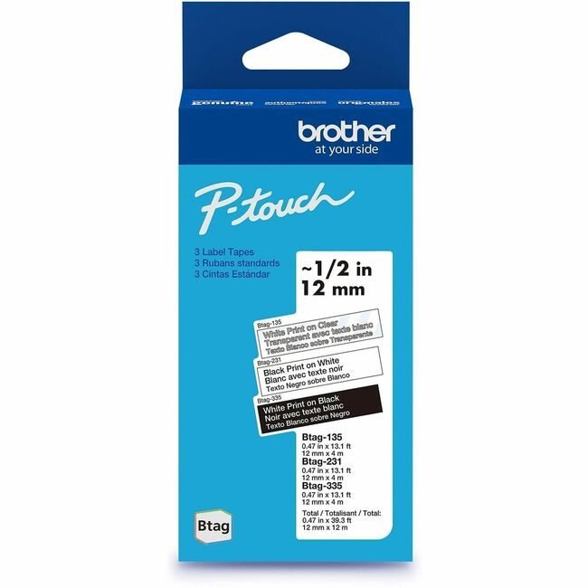Brother International Tape Btag We/Cl Bk/We We/Bk BRTBTAG3M01