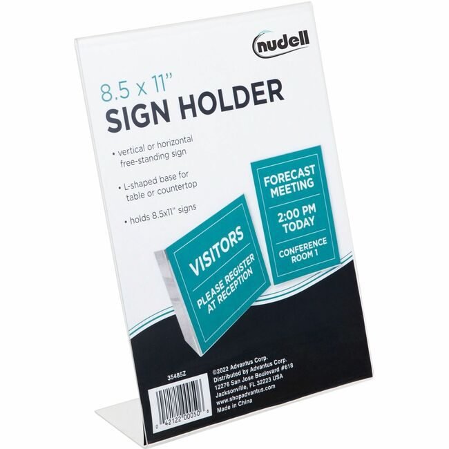 Nu-Dell Manufacturing Frame 8.5X11 Desk Sign Clear NUD35485Z