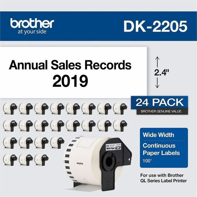 Brother International Label 2.4" X 100 Pack BRTDK220524PK