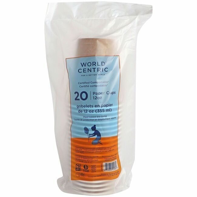 World Centric Cup 12OZ Brwn 20 Pack WORCURTPA12