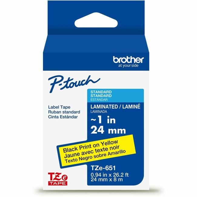 Brother International Cartridge Tape 1"BK/YW BRTTZE651G