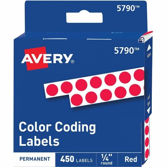 Avery Products Corporation Label Round 1/4" Red 450 Count AVE05790