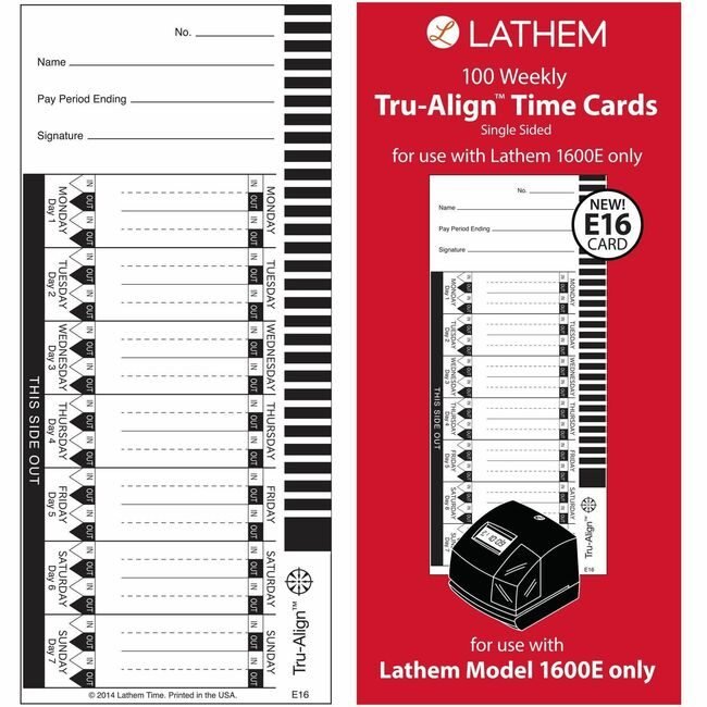 Lathem Time Timecards TRUALIGN1600E 100 LTHE16-100