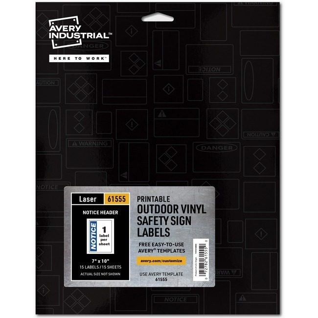 Avery Products Corporation Sign Label Pvc Notice 7X10 AVE61555