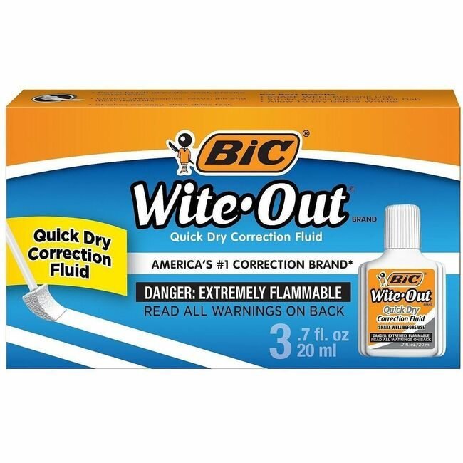 BIC Corporation Fluid Correctn Qd 3/PK White BICWOFQD324