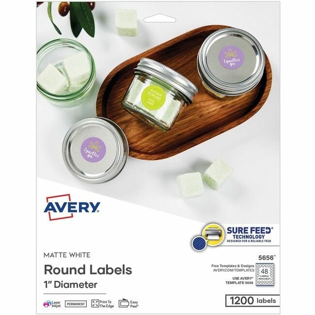 Avery Products Corporation Labels Round 1IN 1200 Count AVE05656