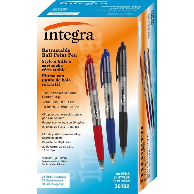 Integra Pen Ball Retract Assorted 50 Pack ITA36192