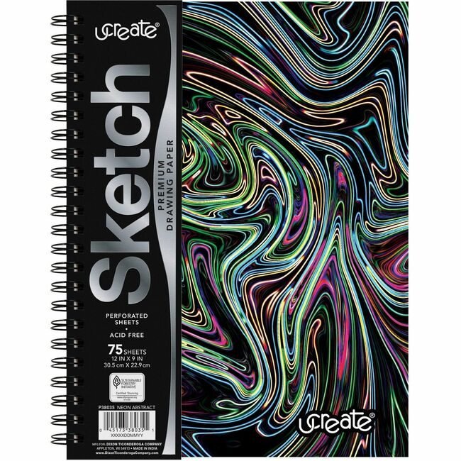 Pacon Corporation Book Sktch Neonsqggls Hwt 75PG PACP38035