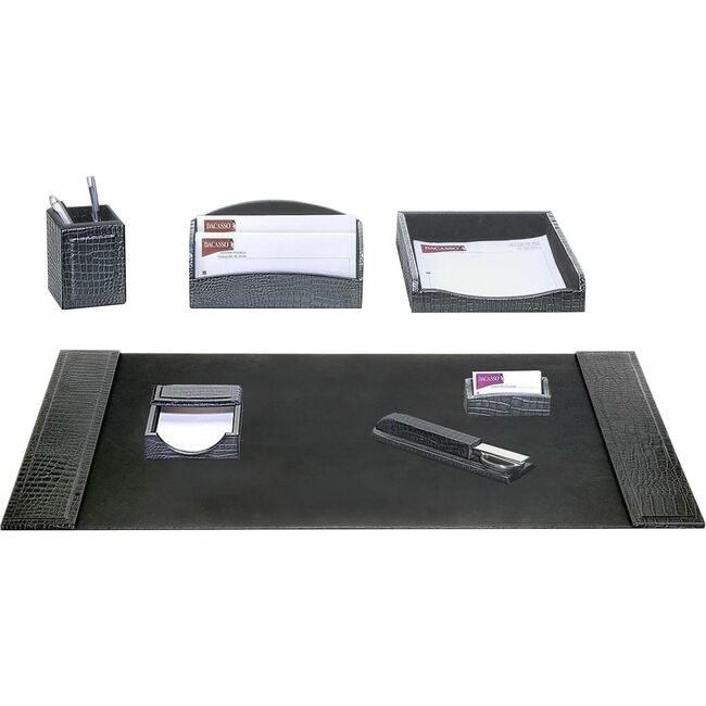 Dacasso Dsk St Lthr Crocemb Black 7PC DACD2204