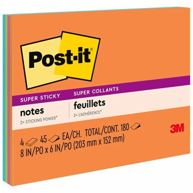 3M Company Note Post-It 8X6 4 Pack Assrt MMM6845-SSP