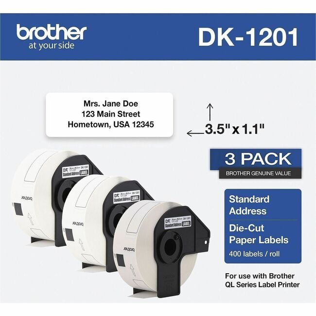 Brother International Label 1.1" X 3.5" 3 Pack BRTDK12013PK