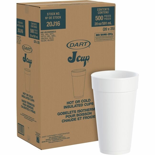 Dart Container Corporation Cup 20 OZ Foam H/C 500/CT DCC20J16