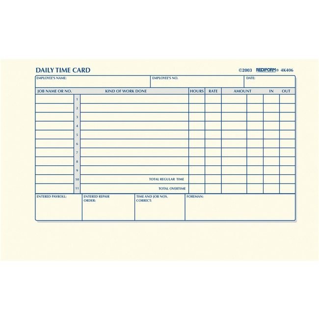 Dominion Blueline, Inc. Schneider Vizz Form Time Tickt Dly 4.25X7 RED4K406
