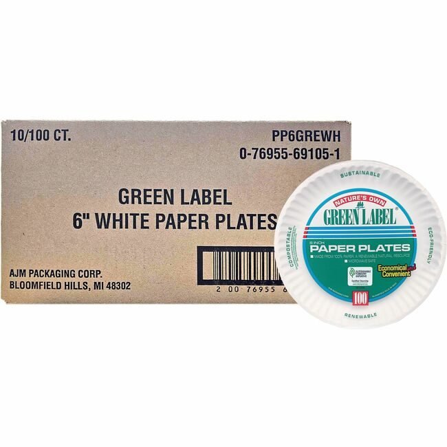AJM Packaging Corporation Plate Ppr 6" Grnlbl Uncoat AJMPP6GRE