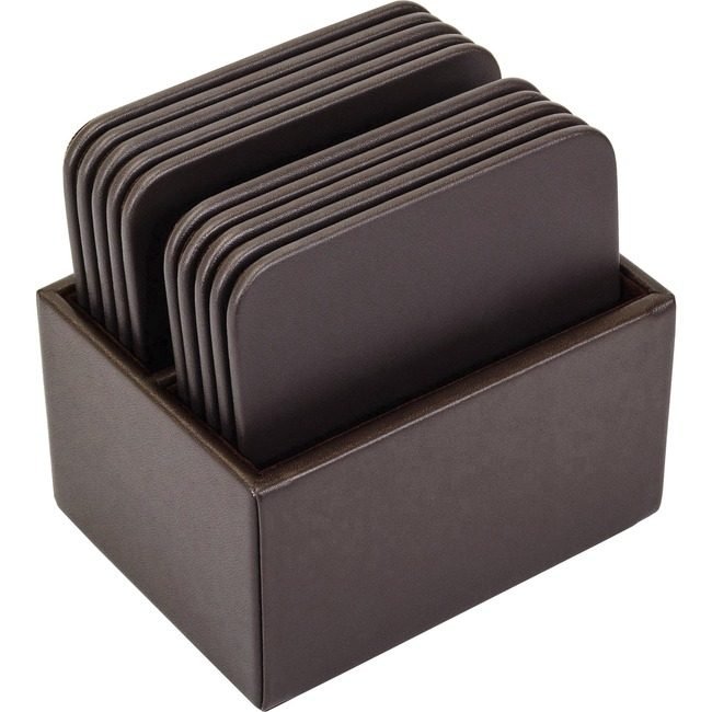Dacasso Coaster Set Lthrette Sq Bn DACA3343