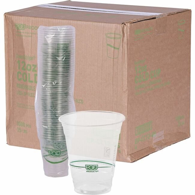 Eco-Products Cup Cold Pla Grnstrp 12OZ ECOEPCC12GSACT