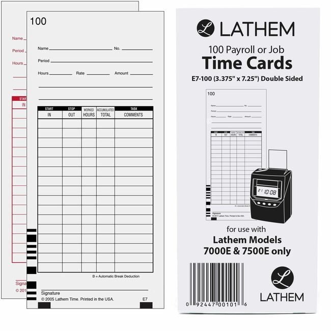 Lathem Cards Time F/7000E #1-100 LTHE7-100